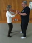 In the Studio (May 29, 2014): Barbara Richardson (L) and Glenn Wheatley (R) playing Water Tigers Mirror Push Hands exercise.