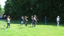 Tai Chi in the Park (June 2, 2018): Sans Laoshi Laurince McElroy, the morning's participants are playing Water Tiger's Ball Variations exercise.