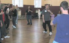 World Tai Chi & Qigong Day; St. Francis De Sales Parish Hall, Patchogue NY (April 30, 2005): Laoshi Laurince McElroy introducing proper stance for Single-Hand, Symbiotic Push Hands during his workshop.