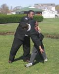 World Tai Chi & Qigong Day; Shorefront Park, Patchogue NY (April 29, 2006): Sifu James Robinson (L), Running Fist Kung Fu, and Sifu Kasey Cheung, Integrated Martial Arts Institute, demonstrate one of many Trapping Hands techniques.