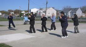 World Tai Chi & Qigong Day; Shorefront Park, Patchogue NY (April 29, 2006): Spencer Gee (L), Spencer Gee Wellness Corporation, and his very popular Tai Chi Workout.