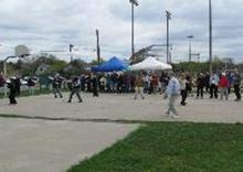 World Tai Chi & Qigong Day; Shorefront Park, Patchogue NY (April 30, 2011): In this shot of the annual facilitators demonstration, you can just about make out all eight of the events facilitators from seven different programs across the breadth and length of Long Island.  They are (L to R) Spencer Gee, Spencer Gee Wellness Corporation of Old Westbury; Bill Donnelly, Green Cloud Kung Fu of Holbrook; Elan Abneri, Zhang Style Tai Chi of Centereach;  Nancy Fiano, Dojo of the Dancing Dragon of Lindenhurst; Bob Klein & Jean Goulet (just barely visible), Long Island School of Tai-Chi-Chuan of Sound Beach; Laurince McElroy, Water Tiger School of Tai Chi Chuan of Patchogue; and  Judith Budd-Walsh, Harmonious Movement of Port Jefferson Station.
