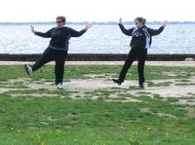 World Tai Chi & Qigong Day; Shorefront Park, Patchogue NY (April 30, 2011): Shifu Teresa White (L), Long Island Tai Chi and Internal Arts of Babylon, participated in many of the mornings workshops and played form with one of her students as the event drew to a close at noon.