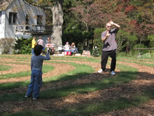 Little Portion Friary, Harvest Fair and Pet Blessing (September 30, 2006): Again this year Laoshi Laurince McElroy walked the monastery's labyrinth in selections from the Five Animal Frolics, with the curious looking on. Featured: The Tiger Fighting.
