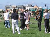 Tai Chi in the Park (September 16, 2006): The summer session ends with Laoshi Laurince McElroy first using Water Tiger student Lem Coley to demonstrate proper position for the Bear Fighting from the Five Animal Frolics
