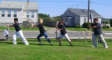 Tai Chi in the Park (September 1, 2007): Members of Mt. Sinais United Studios of Self Defense play their 24-Posture Short Form during the mornings break.