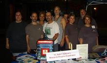 Village of Patchogue, St. Jude Childrens Research Hospital Fundraiser (July 25, 2008): The 2008 Fundraising Team are still smiling after playing and soliciting cash from passers-by for three hours during Alive After Five on Main Street in the village. They are (from L to R) Mary Walsh, Si-Hing Joel Valerio, Si-Ji Patricia Hsieh, Si-Suk Paul Adago, Jr., Laoshi Laurince McElroy, Kathy Schwager, Si-Goo Mui Francesca DeStefano, Mark Williams, and Christine Reynolds. Rita Valentin also joined the festivities on the street, but is not pictured.