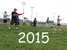 Tai Chi in the Park (June 27, 2015): Laoshi Laurince McElroy (R) leads the morning's "T'ai Chi in the Park" players in an introduction Ward-Off as part of Water Tiger's "Ball Variations" exercise.