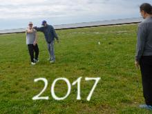 Tai Chi in the Park (June 3, 2017): During the mornings focus on Water Tigers Taste of the 24, Laoshi Laurince McElroy (L) demonstrates the basic Martial Application of Parting the Wild Horses Mane with the help of Michael Kandel (R).