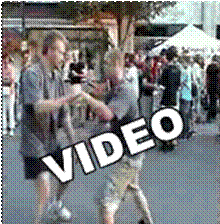 Village of Patchogue, Alive After Five (July 9, 2004): Laoshi Laurince McElroy and Matt Kintzel having fun with Moving Push Hands.