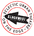 Logo of StageWest Theatre Company, including descriptors of "Ecclectic Urban Theare" and "On the Edge".