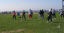 World T’ai Chi & Qigong Day; Shorefront Park, Patchogue NY (April 24, 2004): The breadth of the Long Island T'ai Chi community is experienced with various workshops led by Dr. Ron Rebhuhn (L), Bob Klein (C), and Judith Budd Walsh (R). Other workshops, not pictured, were led by David Alexander, Spencer Gee, and Laoshi Laurince McElroy.