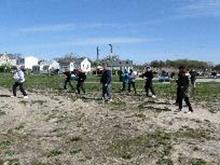 World Tai Chi & Qigong Day; Shorefront Park, Patchogue NY (April 28, 2012): Laoshi Laurince McElroy (L) leading his workshop on "13 into One - Finding the 13 Root Energies of T'ai Chi in a Single Posture"