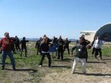 World Tai Chi & Qigong Day; Shorefront Park, Patchogue NY (April 28, 2012): Bob Klein (CR in black jacket) from the Long Island School of T'ai-Chi-Chuan in Sound Beach leads his second workshop of the day, How to Make Your Form Fluid.